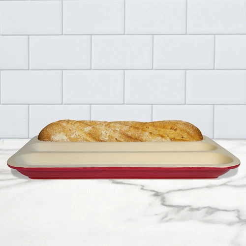 Sassafras Superstone® Baguette Baker - Red Glaze 4 Sassafras Superstone® Baguette Baker - Red Glaze - Image 2