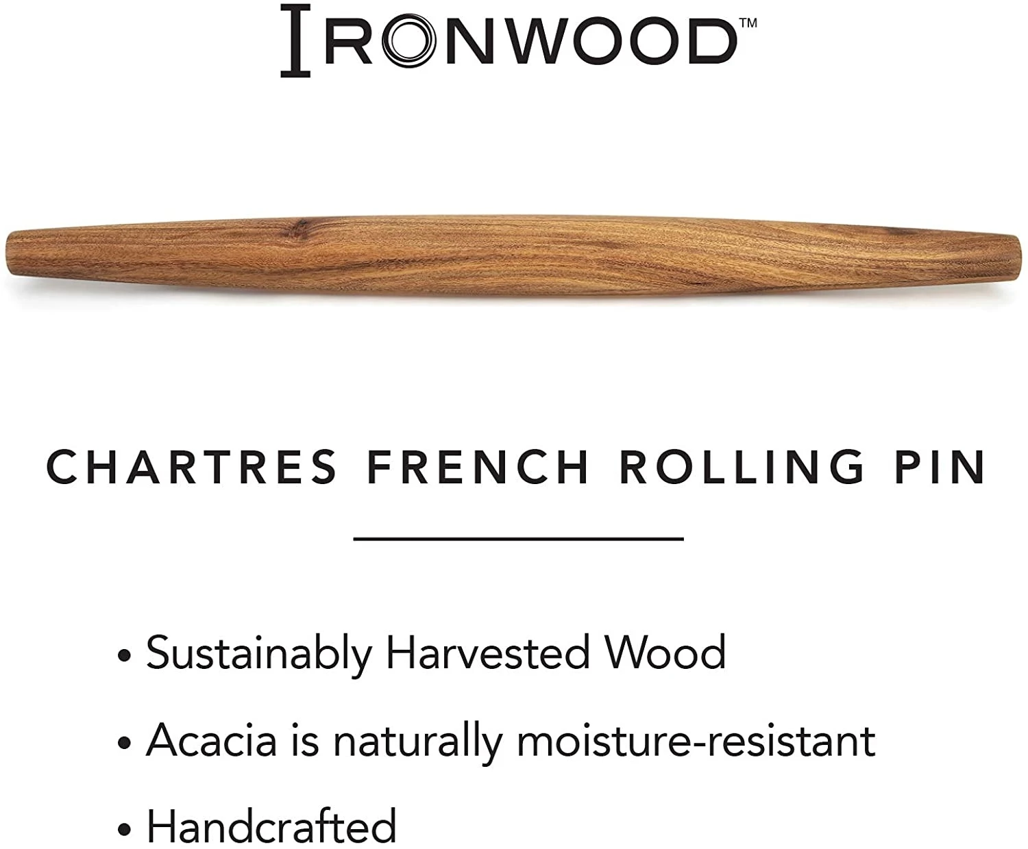Fox Run Ironwood Tapered Rolling Pin 4 Fox Run Ironwood Tapered Rolling Pin - Image 2