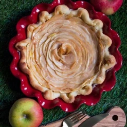 Emile Henry Ruffled Pie Dish - Burgundy -Home Kitchen image 200