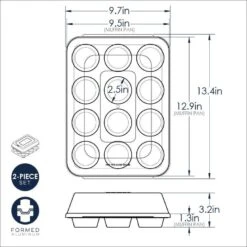 Nordic Ware Naturals 12 Cavity Muffin Pan W/Lid -Home Kitchen image 2027