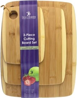 Totally Bamboo 3 Piece Two-Tone Cutting Board Set -Home Kitchen image 226