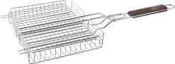 Fox Run Chrome Grill Basket With Rosewood Handle