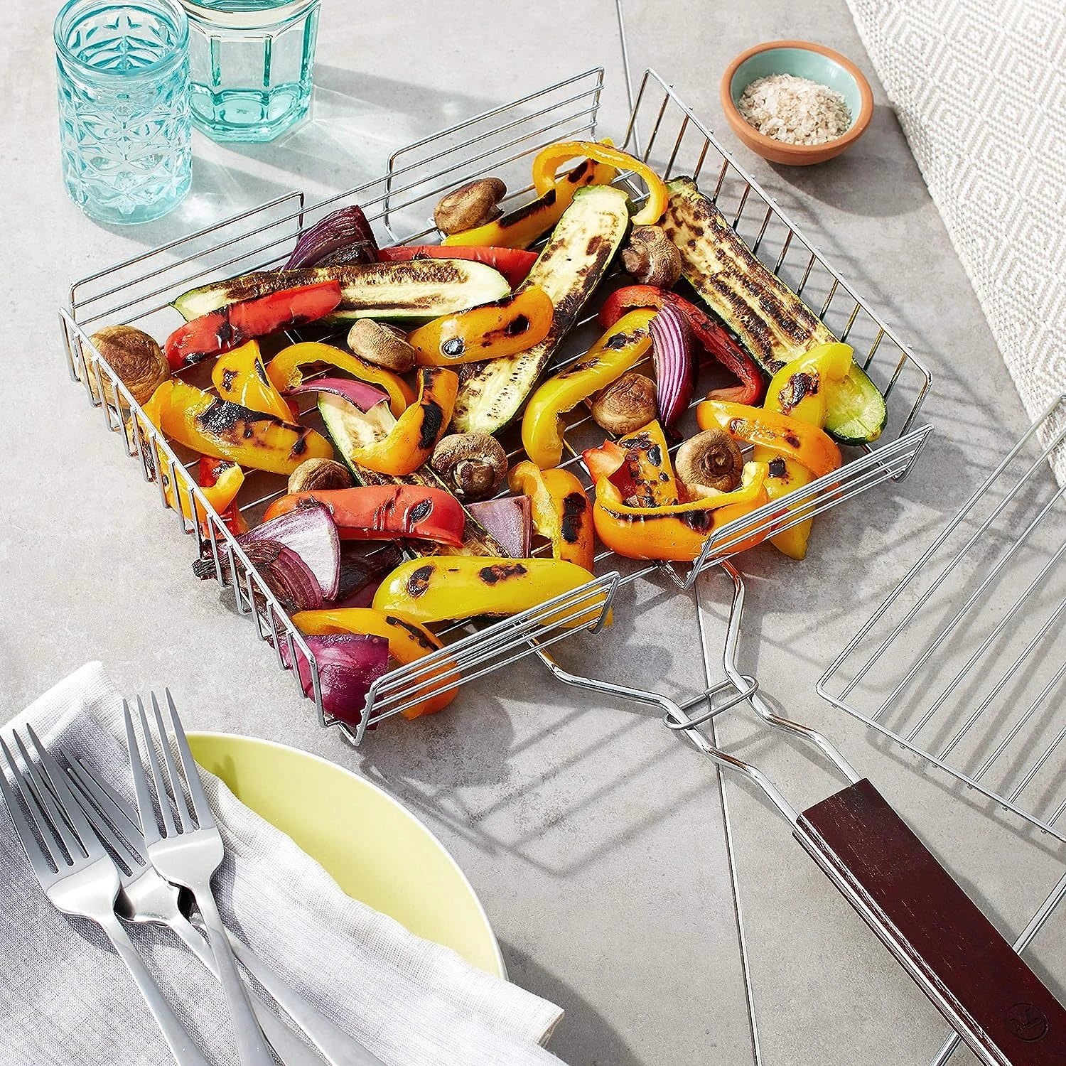 Fox Run Chrome Grill Basket With Rosewood Handle 7 Fox Run Chrome Grill Basket With Rosewood Handle - Image 5