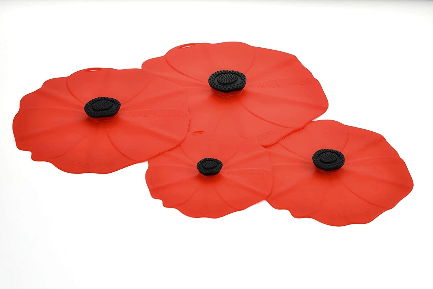 Charles Viancin Poppy Lid (Red) Gift-Box - Set/4 (11'', 9'', 6'', 4'') 3 Charles Viancin Poppy Lid (Red) Gift-Box - Set/4 (11'', 9'', 6'', 4'')