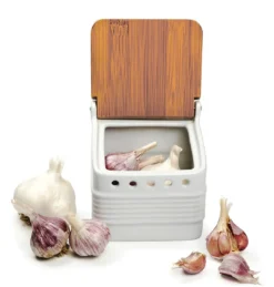 RSVP Stoneware Garlic Keeper - White -Home Kitchen image 297